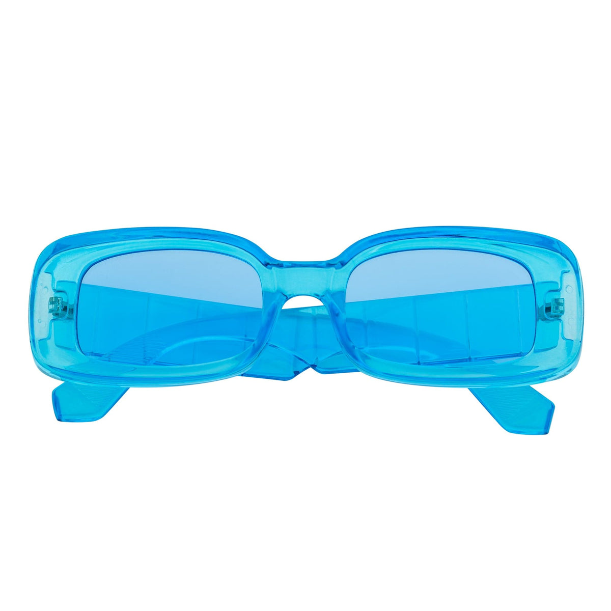 ASHER - Small Thick Frame Rectangle Sunglasses 90s Fashion Clear Blue - MorspecsM1099 - 3