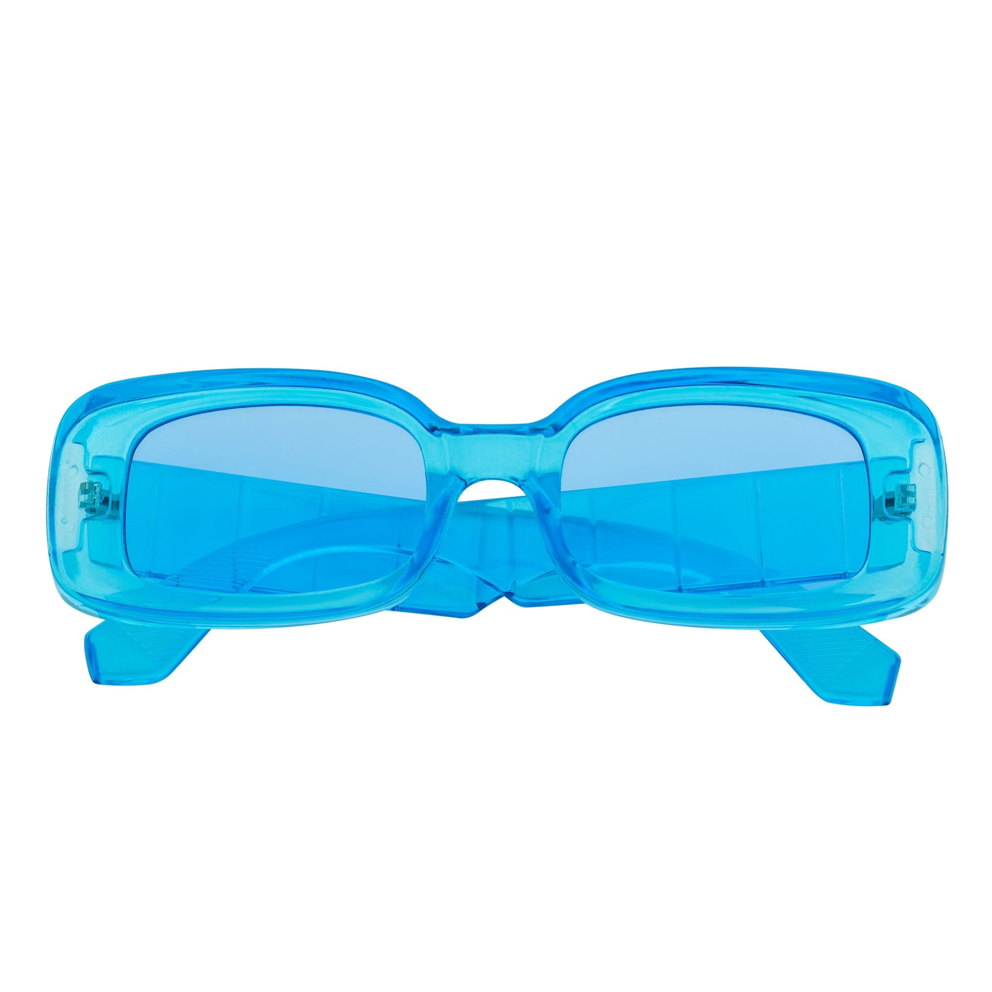 ASHER - Small Thick Frame Rectangle Sunglasses 90s Fashion Clear Blue - MorspecsM1099 - 3