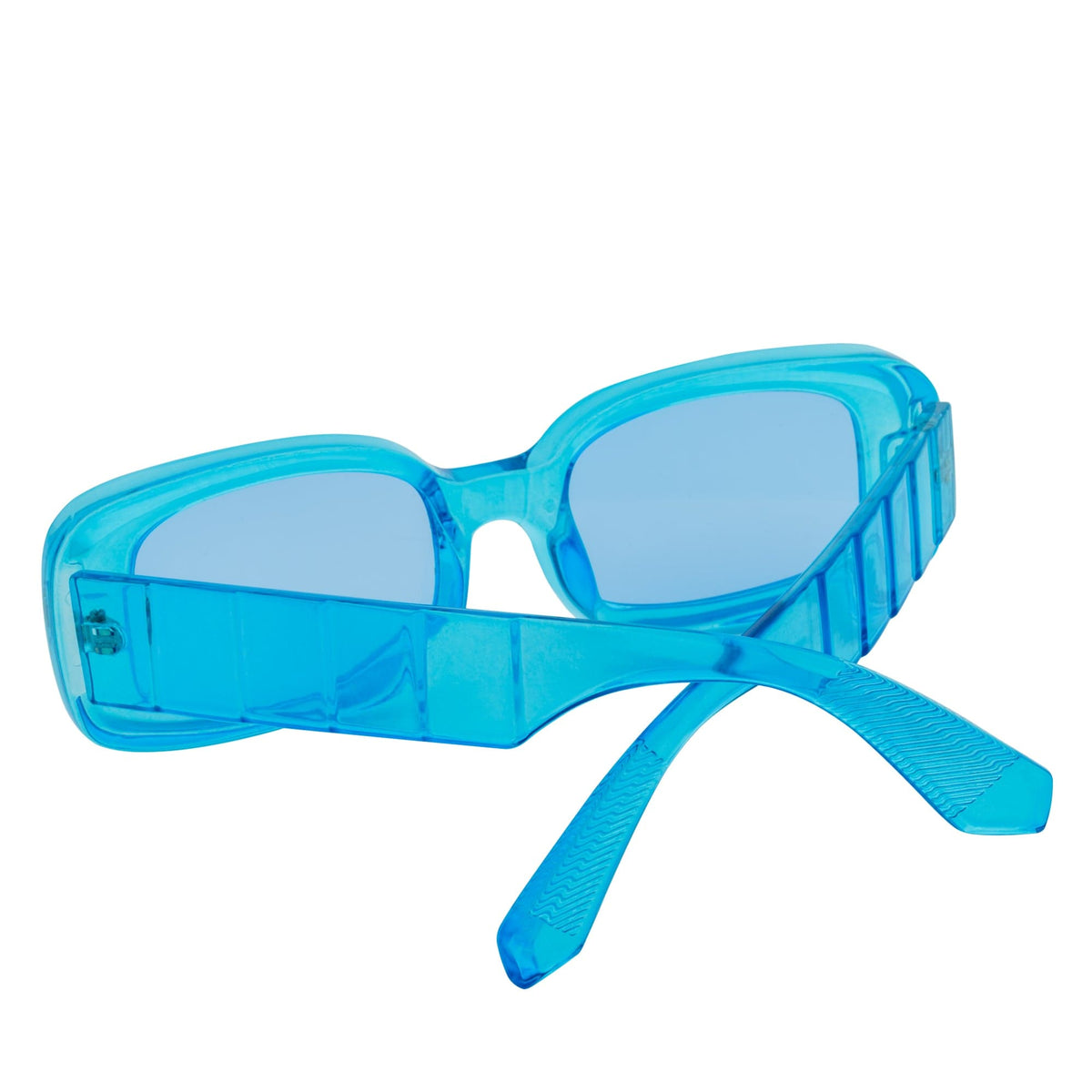 ASHER - Small Thick Frame Rectangle Sunglasses 90s Fashion Clear Blue - MorspecsM1099 - 3