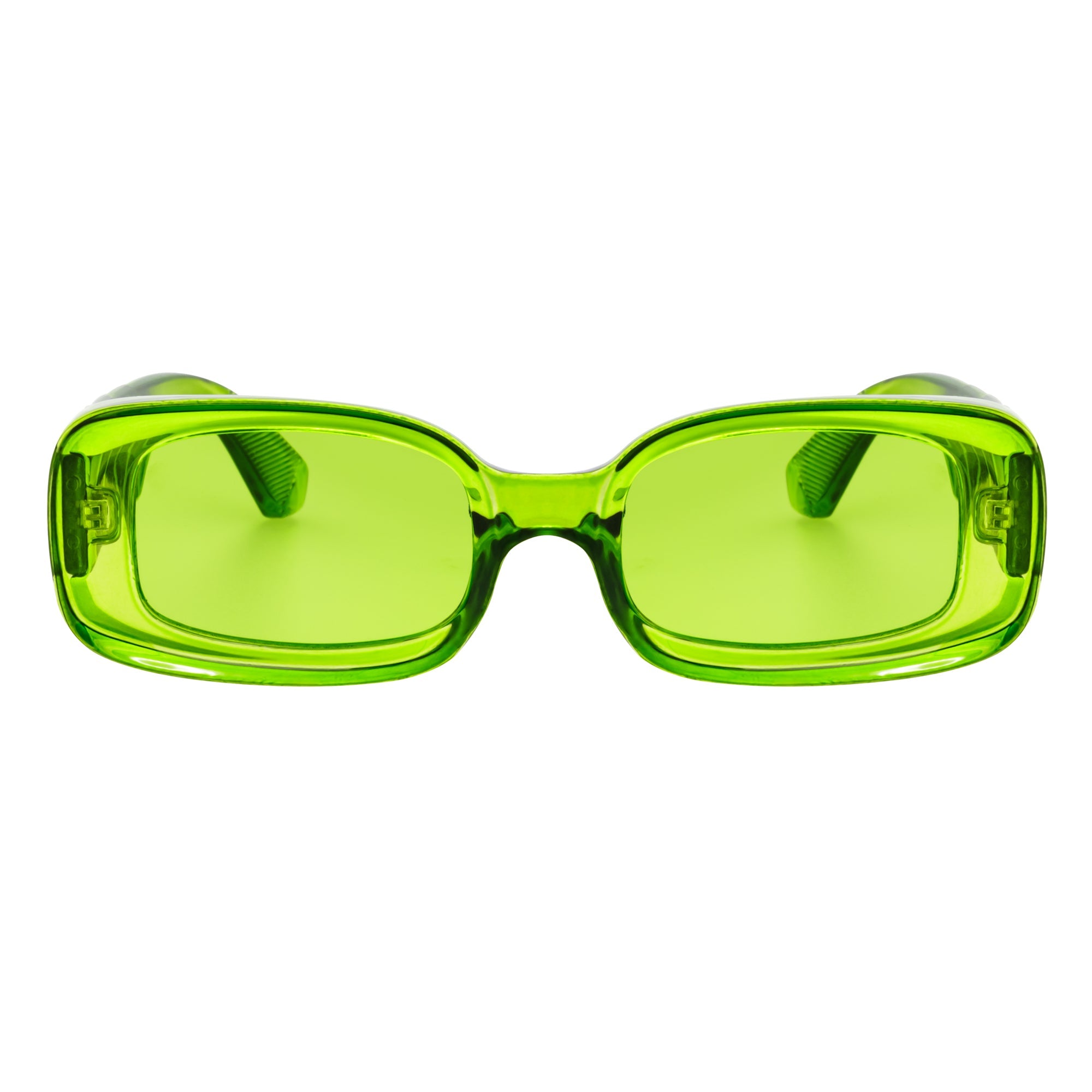 ASHER - Small Thick Frame Rectangle Sunglasses 90s Fashion Clear Green