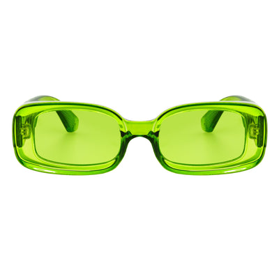 ASHER - Small Thick Frame Rectangle Sunglasses 90s Fashion Clear Green