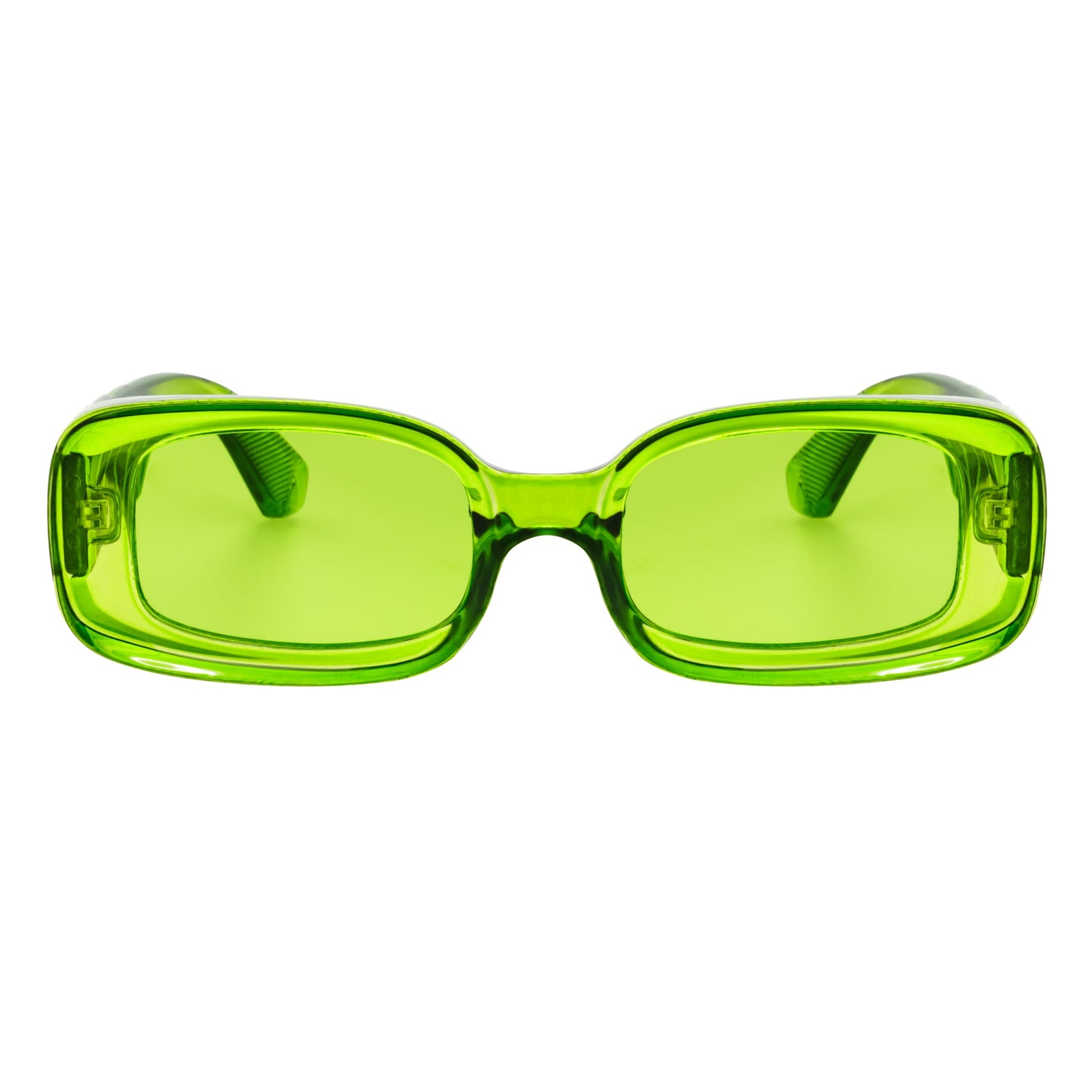 ASHER - Small Thick Frame Rectangle Sunglasses 90s Fashion Clear Green