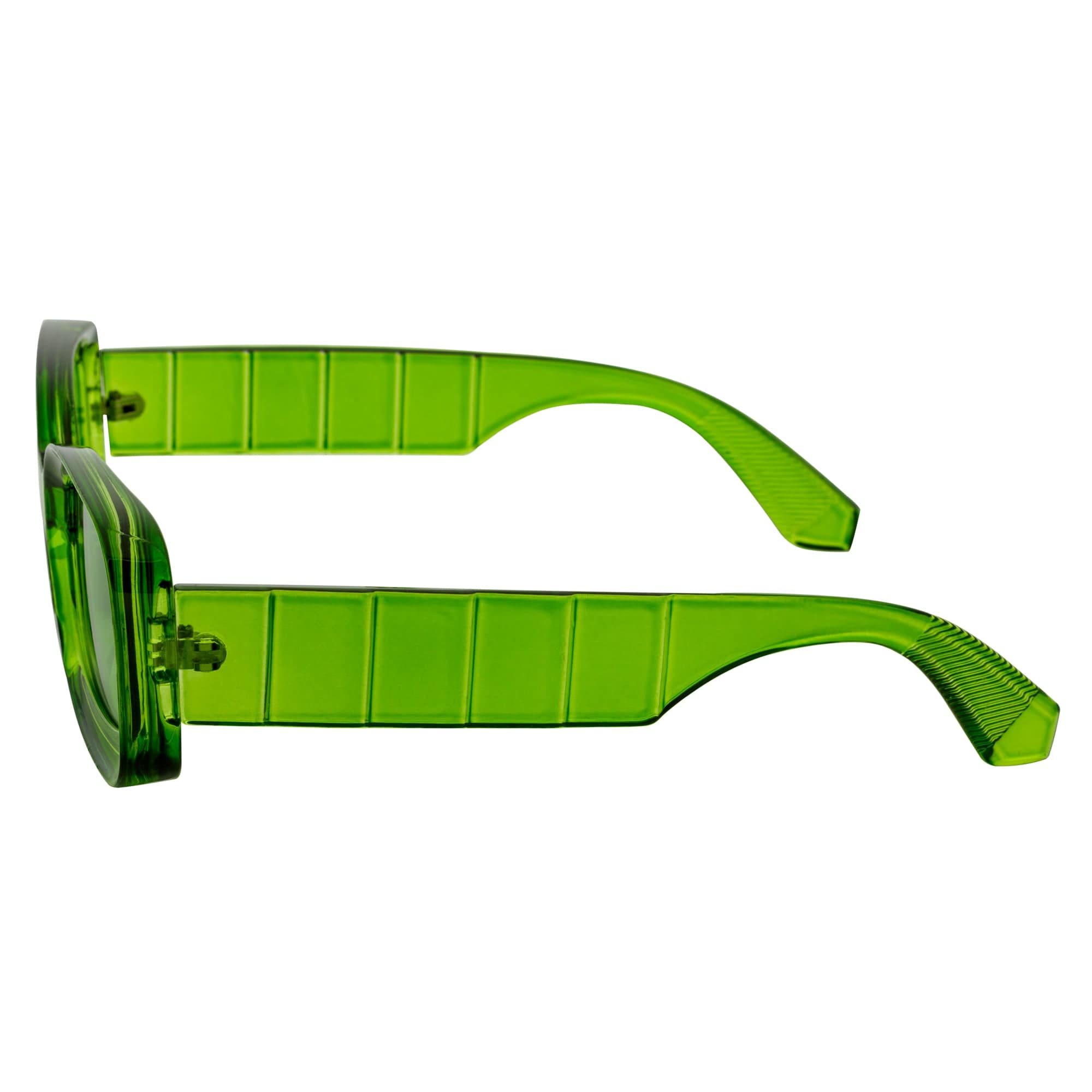 ASHER - Small Thick Frame Rectangle Sunglasses 90s Fashion Clear Green