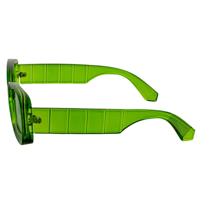 ASHER - Small Thick Frame Rectangle Sunglasses 90s Fashion Clear Green