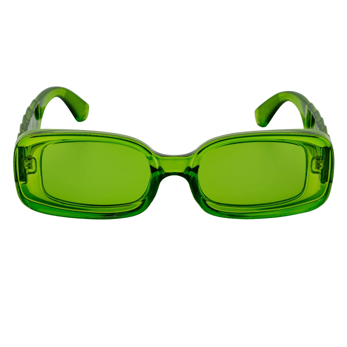 ASHER - Small Thick Frame Rectangle Sunglasses 90s Fashion Clear Green - MorspecsM1099 - 2