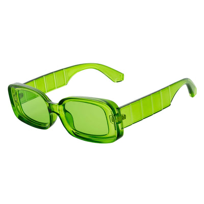 ASHER - Small Thick Frame Rectangle Sunglasses 90s Fashion Clear Green - MorspecsM1099 - 2