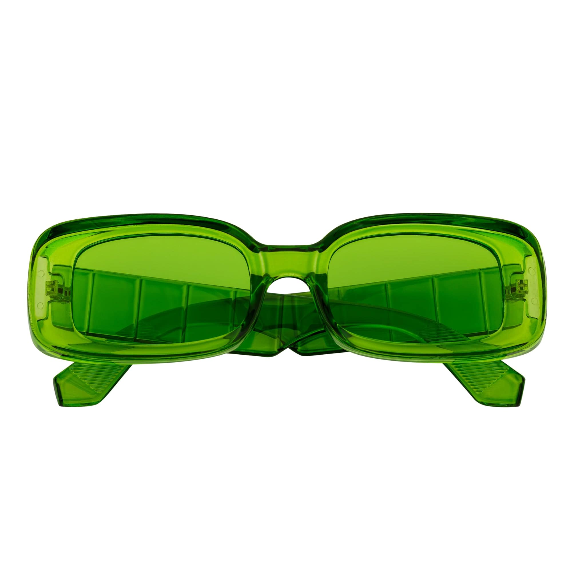 ASHER - Small Thick Frame Rectangle Sunglasses 90s Fashion Clear Green - MorspecsM1099 - 2