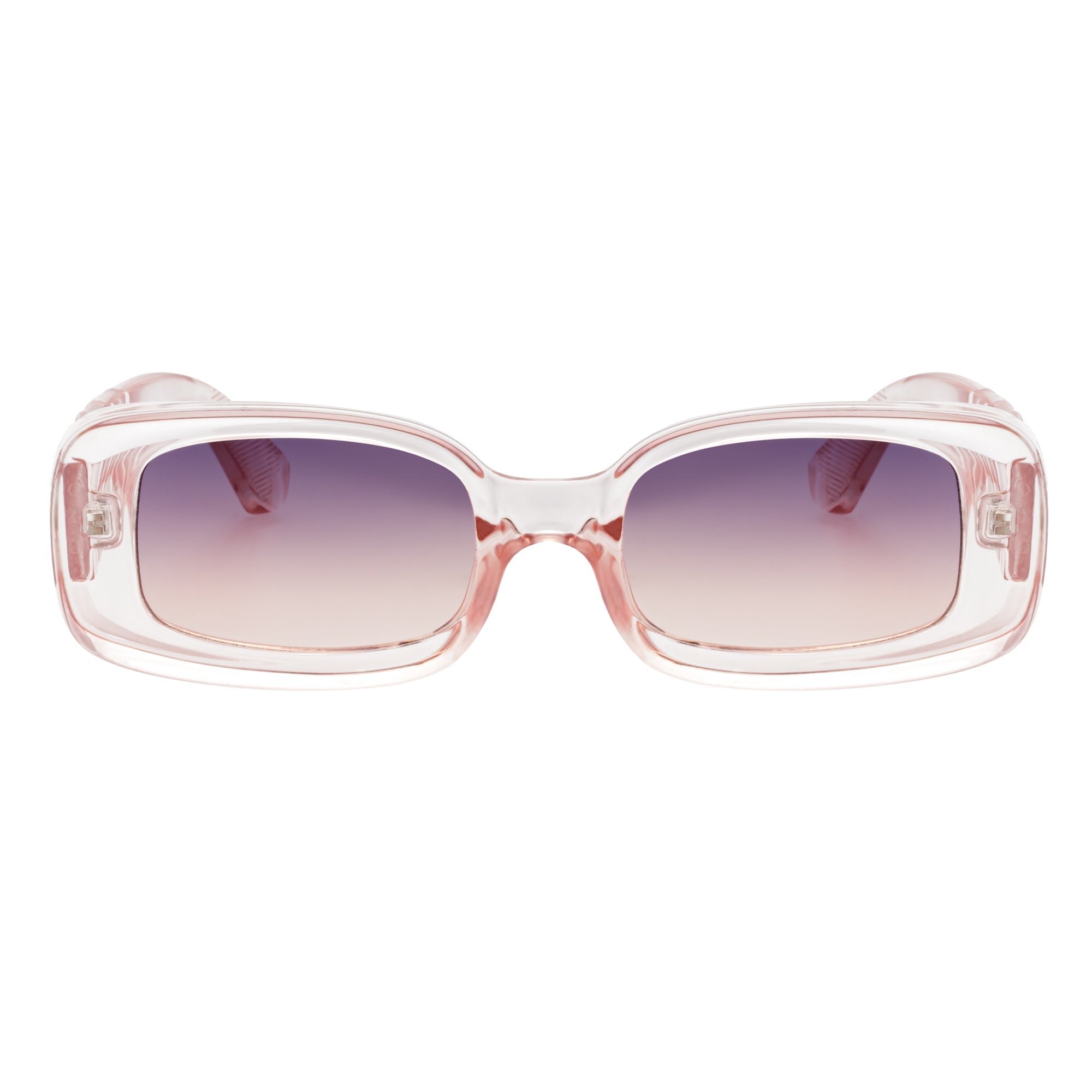 ASHER - Small Thick Frame Rectangle Sunglasses 90s Fashion Clear Pink Purple