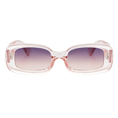 ASHER - Small Thick Frame Rectangle Sunglasses 90s Fashion Clear Pink Purple