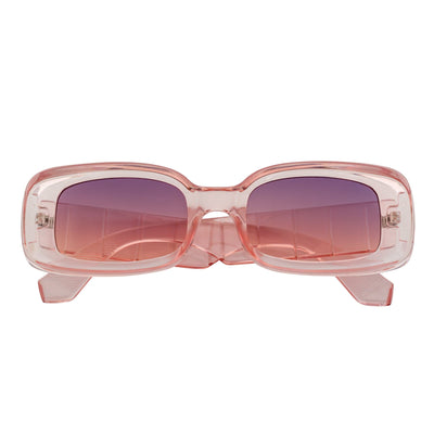 ASHER - Small Thick Frame Rectangle Sunglasses 90s Fashion Clear Pink Purple
