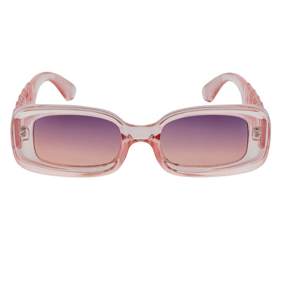 ASHER - Small Thick Frame Rectangle Sunglasses 90s Fashion Clear Pink Purple