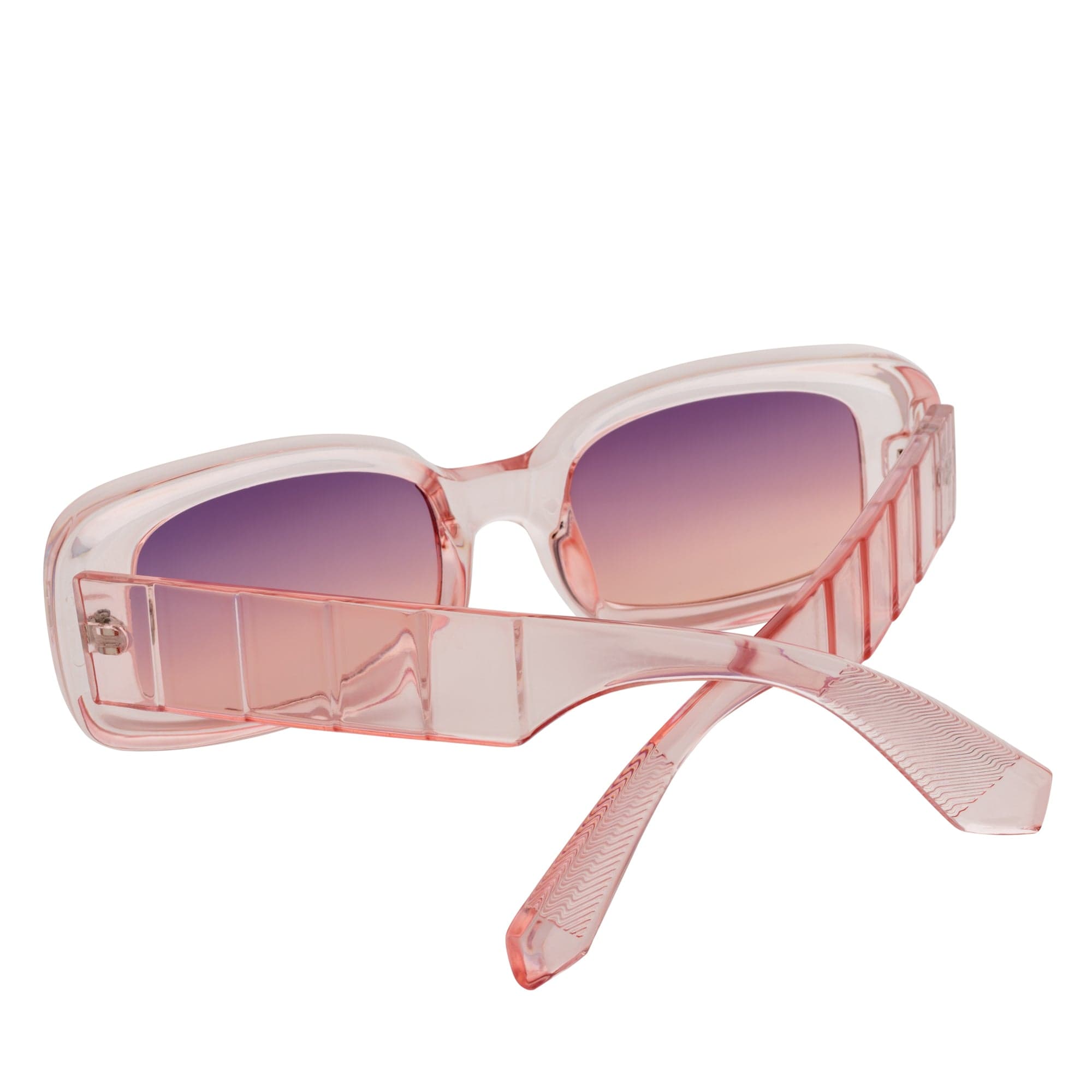 ASHER - Small Thick Frame Rectangle Sunglasses 90s Fashion Clear Pink Purple