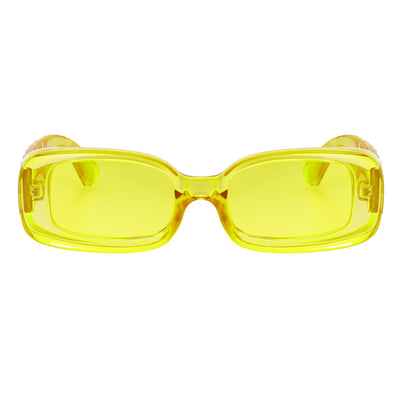 ASHER - Small Thick Frame Rectangle Sunglasses 90s Fashion Clear Yellow