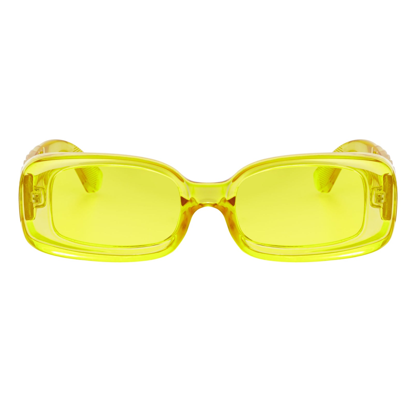 ASHER - Small Thick Frame Rectangle Sunglasses 90s Fashion Clear Yellow