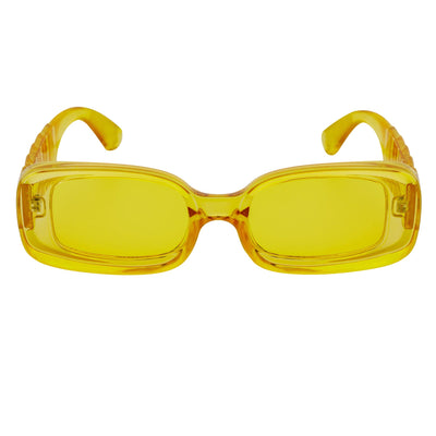 ASHER - Small Thick Frame Rectangle Sunglasses 90s Fashion Clear Yellow