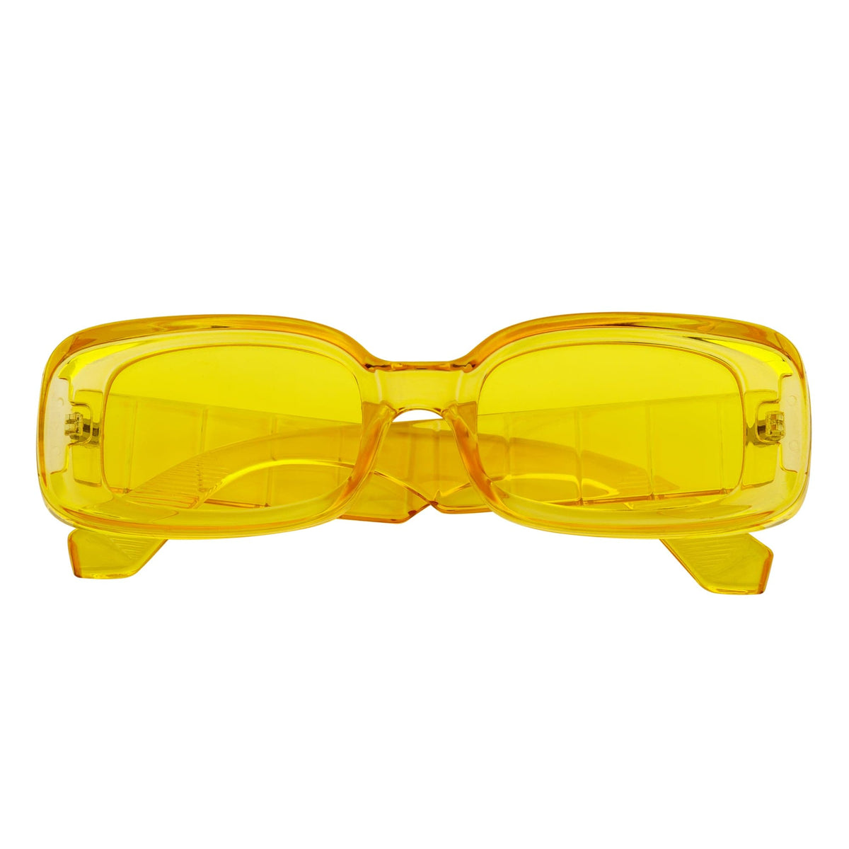 ASHER - Small Thick Frame Rectangle Sunglasses 90s Fashion Clear Yellow - MorspecsM1099 - 5