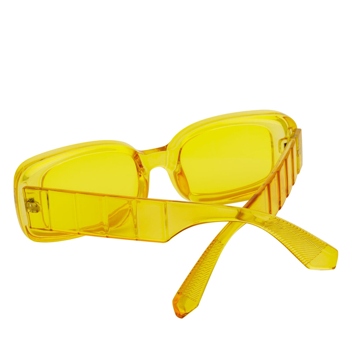ASHER - Small Thick Frame Rectangle Sunglasses 90s Fashion Clear Yellow - MorspecsM1099 - 5