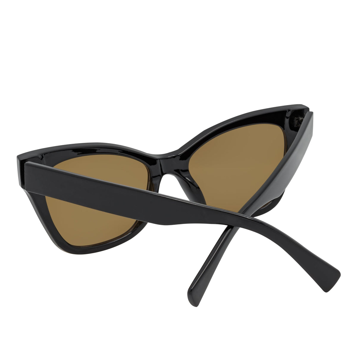 AUDREY - Womens Oversize High Fashion Cat Eye Sunglasses Black Brown Lens