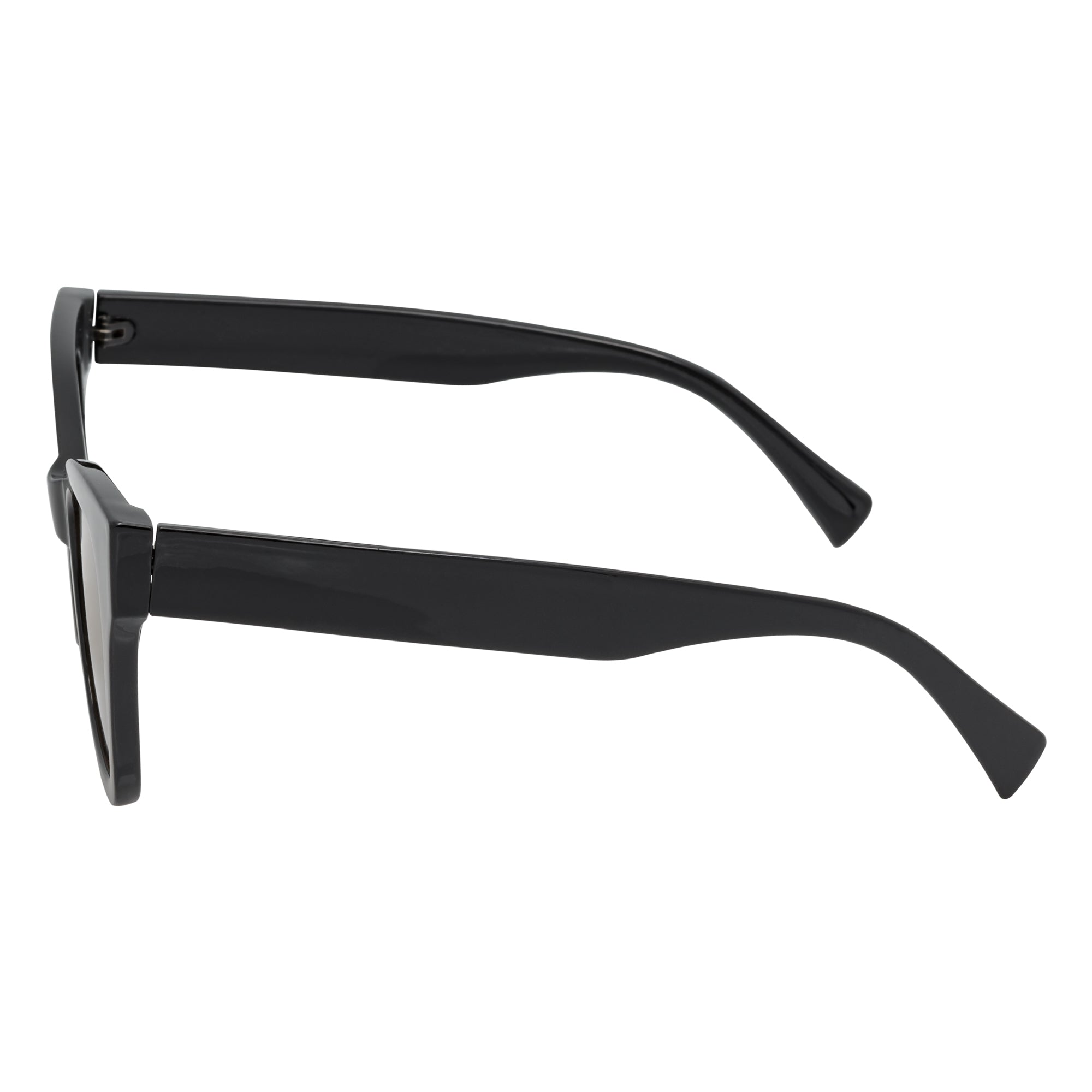 AUDREY - Womens Oversize High Fashion Cat Eye Sunglasses Black Brown Lens