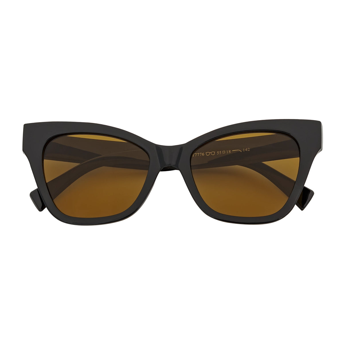 AUDREY - Womens Oversize High Fashion Cat Eye Sunglasses Black Brown Lens