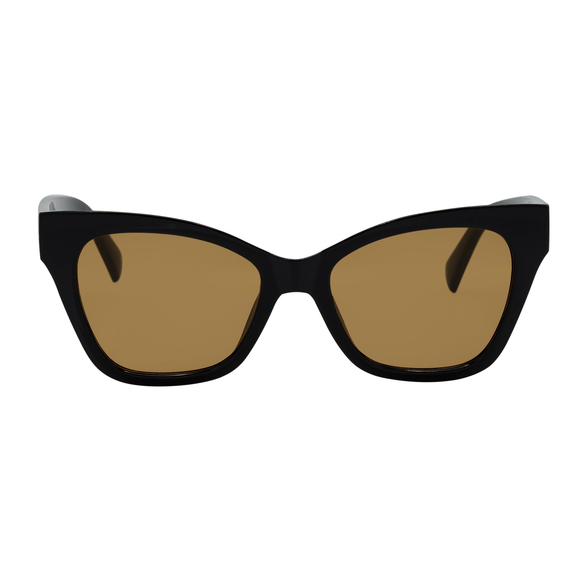 AUDREY - Womens Oversize High Fashion Cat Eye Sunglasses Black Brown Lens