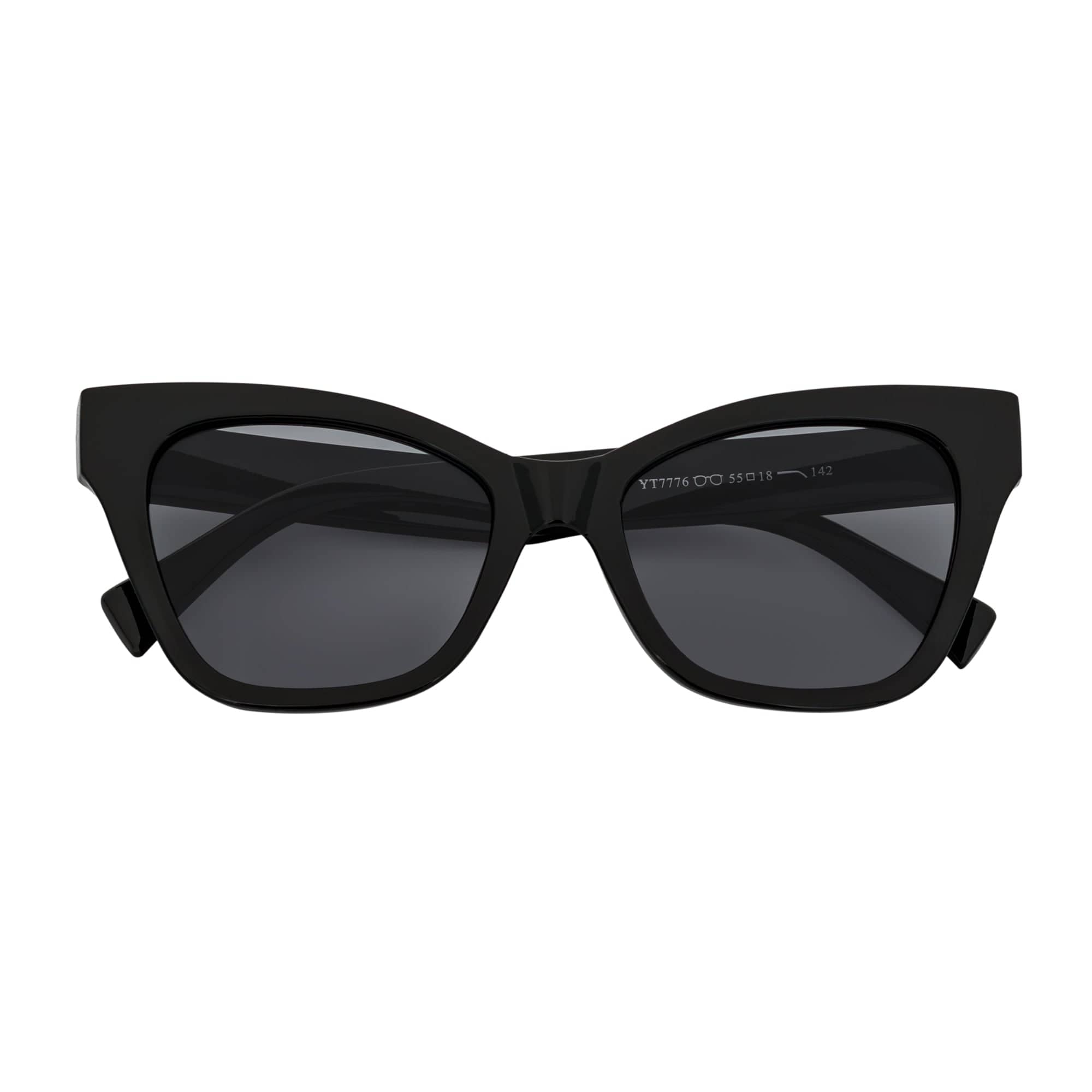 AUDREY - Womens Oversize Mid Century Modern Cat Eye Sunglasses Black Smoke