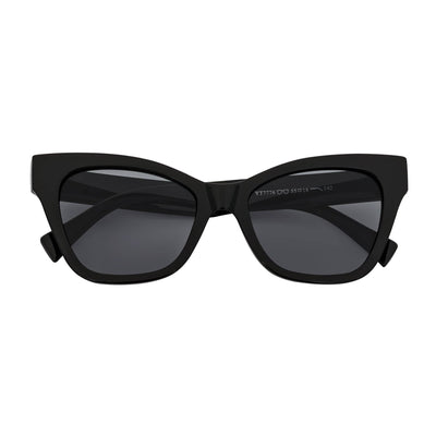 AUDREY - Womens Oversize Mid Century Modern Cat Eye Sunglasses Black Smoke