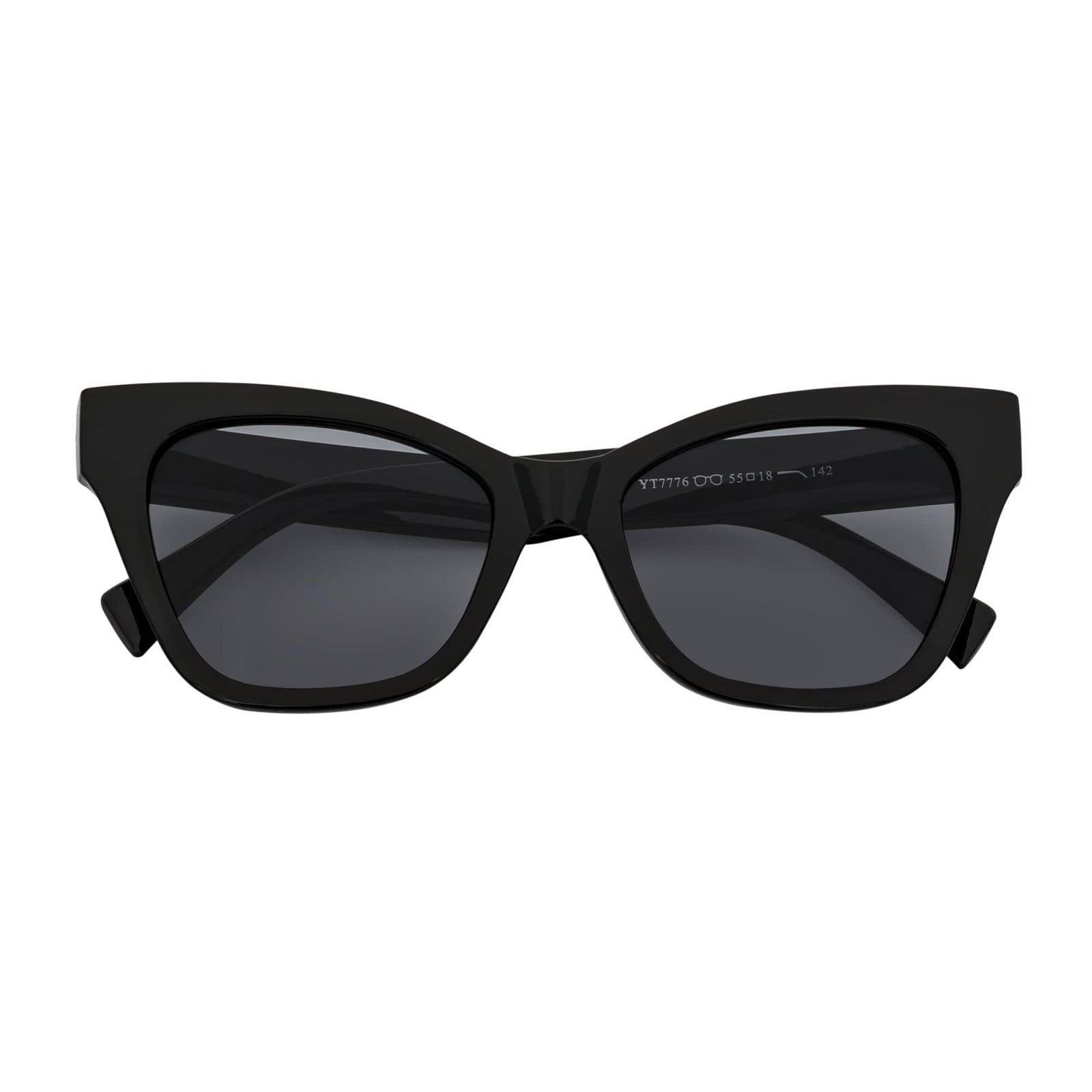 AUDREY - Womens Oversize Mid Century Modern Cat Eye Sunglasses Black Smoke