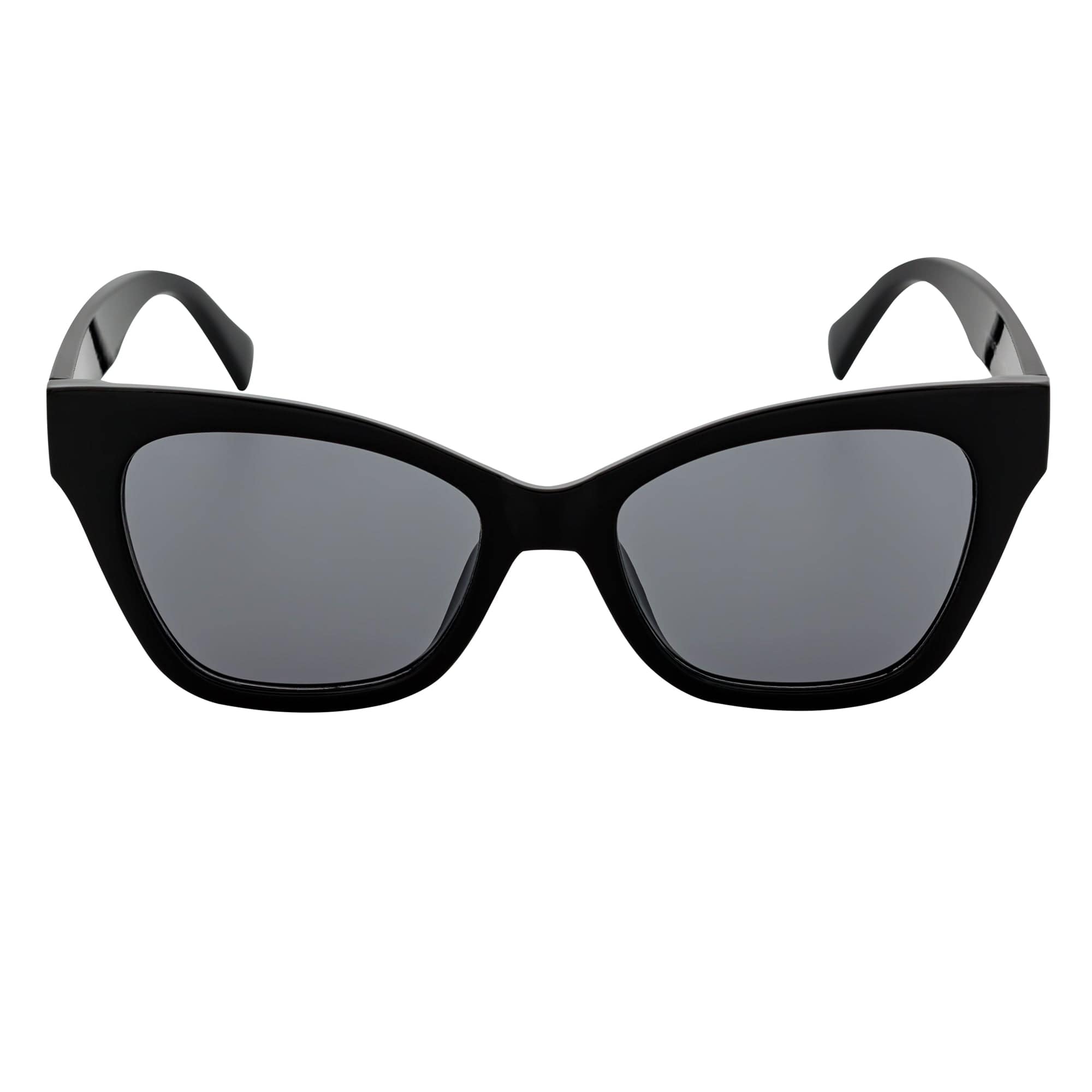 AUDREY - Womens Oversize Mid Century Modern Cat Eye Sunglasses Black Smoke