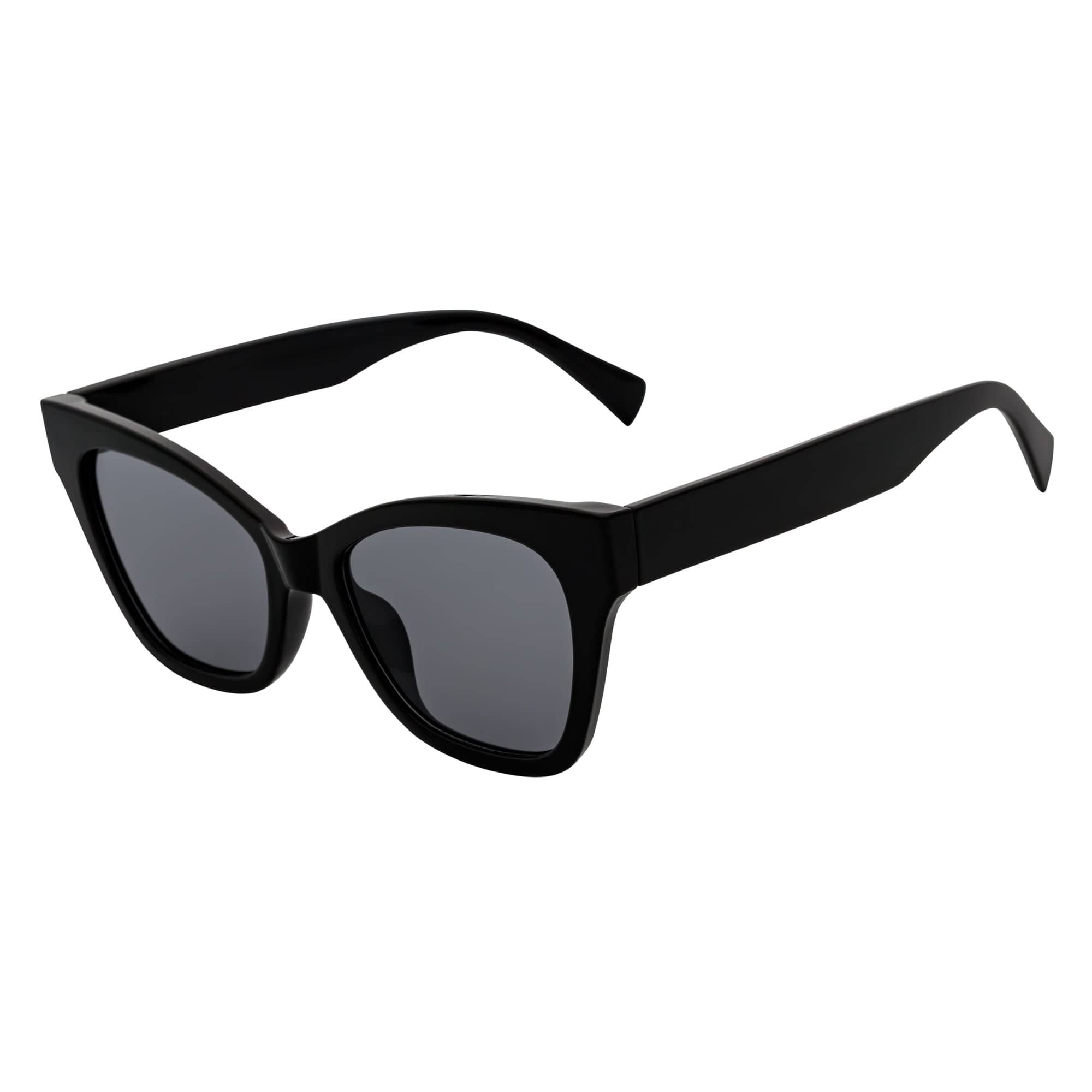 AUDREY - Womens Oversize Mid Century Modern Cat Eye Sunglasses Black Smoke
