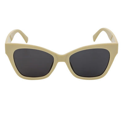 AUDREY - Womens Oversize Mid Century Modern Cat Eye Sunglasses Cream Smoke Tint