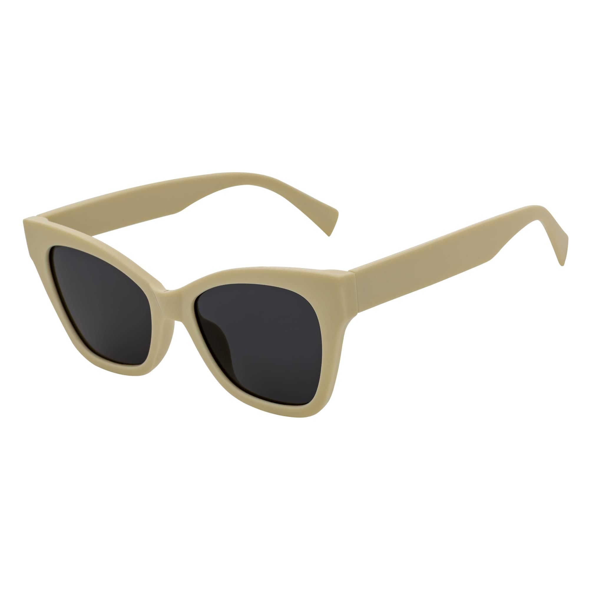AUDREY - Womens Oversize Mid Century Modern Cat Eye Sunglasses Cream Smoke Tint - MorspecsM1100 - 6