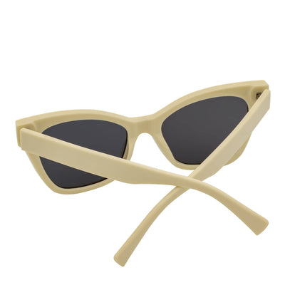 AUDREY - Womens Oversize Mid Century Modern Cat Eye Sunglasses Cream Smoke Tint