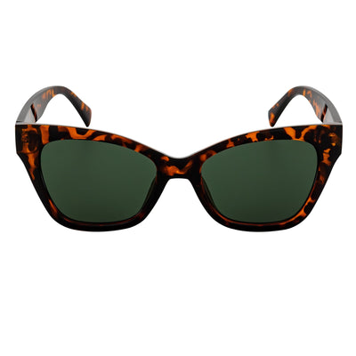 AUDREY - Womens Oversize Mid Century Modern Cat Eye Sunglasses Tortoise Green