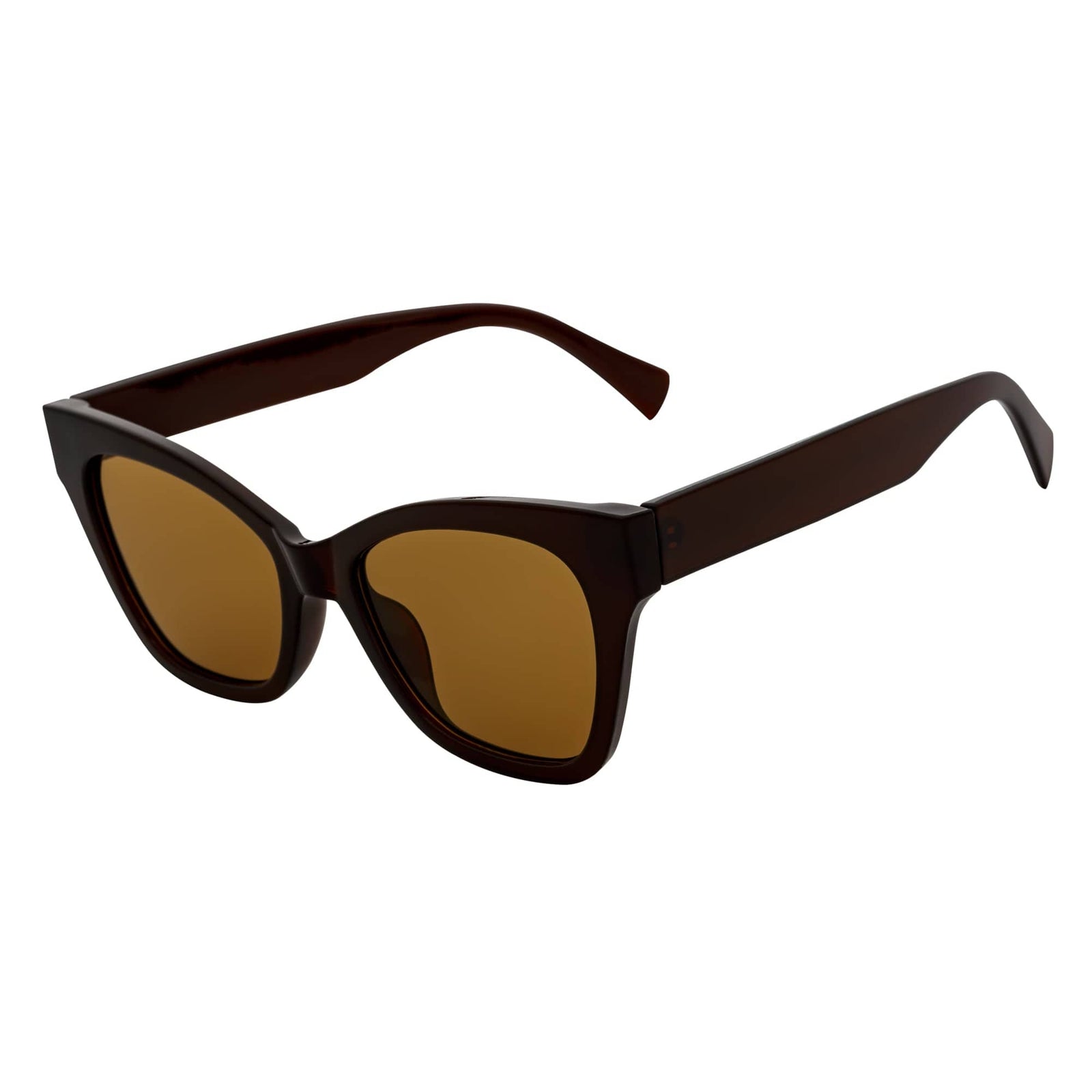 AUDREY - Womens Oversize Retro Mid Century Modern Cat Eye Sunglasses Brown