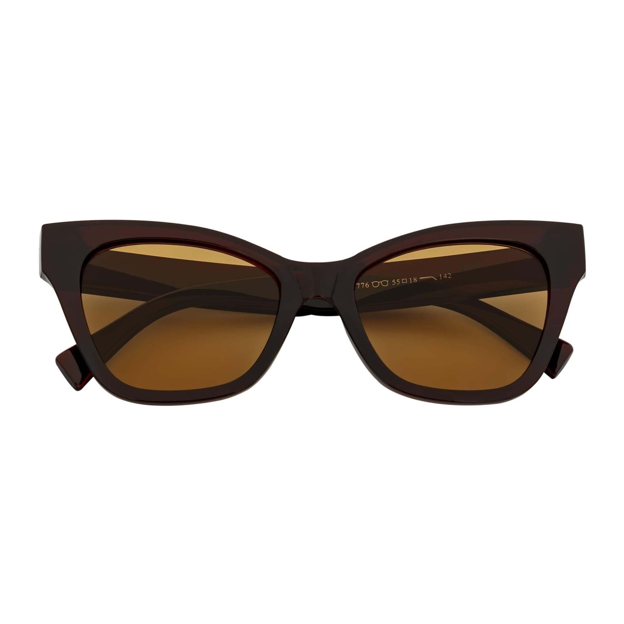 AUDREY - Womens Oversize Retro Mid Century Modern Cat Eye Sunglasses Brown