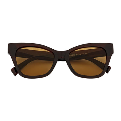 AUDREY - Womens Oversize Retro Mid Century Modern Cat Eye Sunglasses Brown