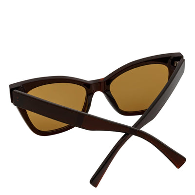 AUDREY - Womens Oversize Retro Mid Century Modern Cat Eye Sunglasses Brown