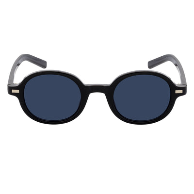 BARON - Small Round Sunglasses Black Smoke