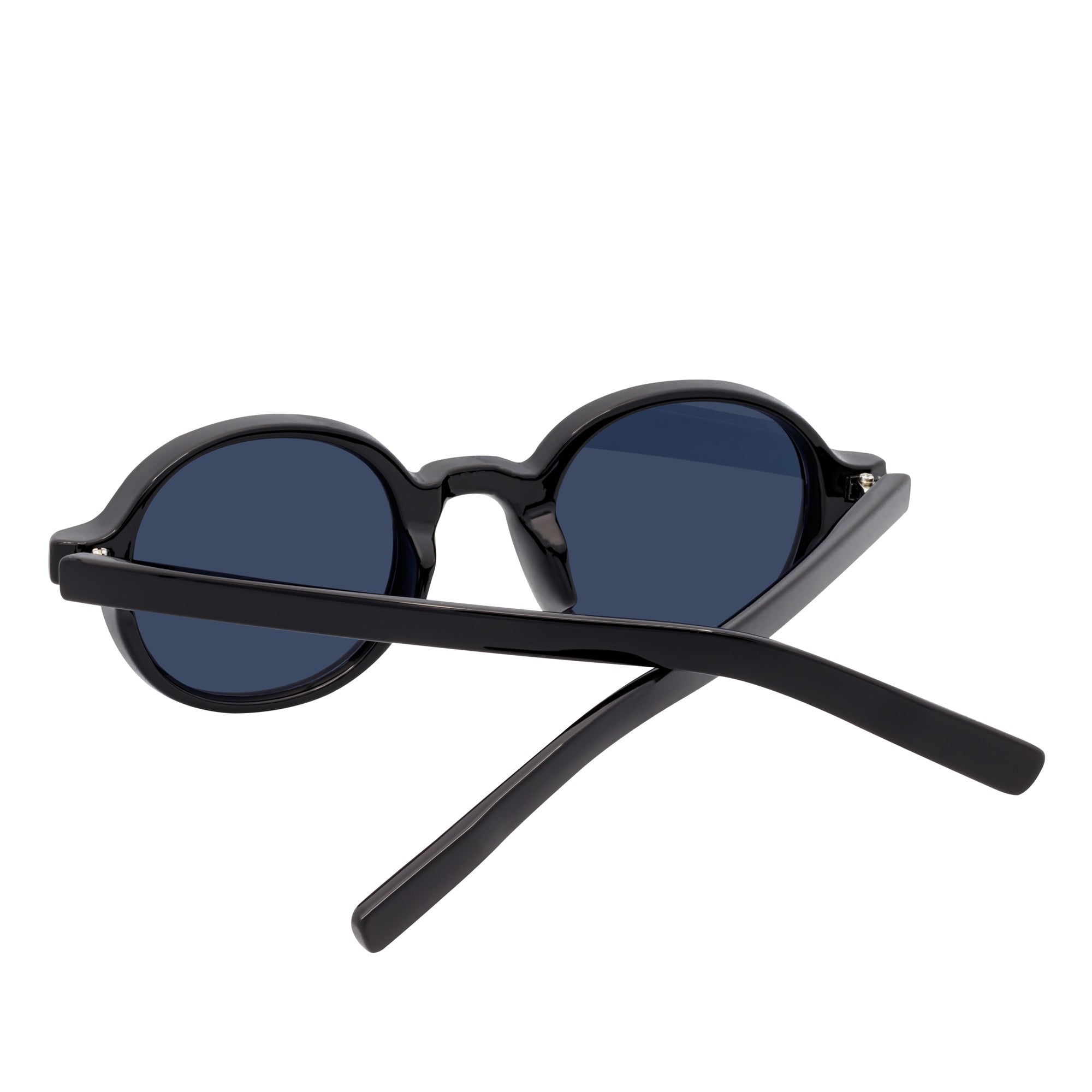 BARON - Small Round Sunglasses Black Smoke