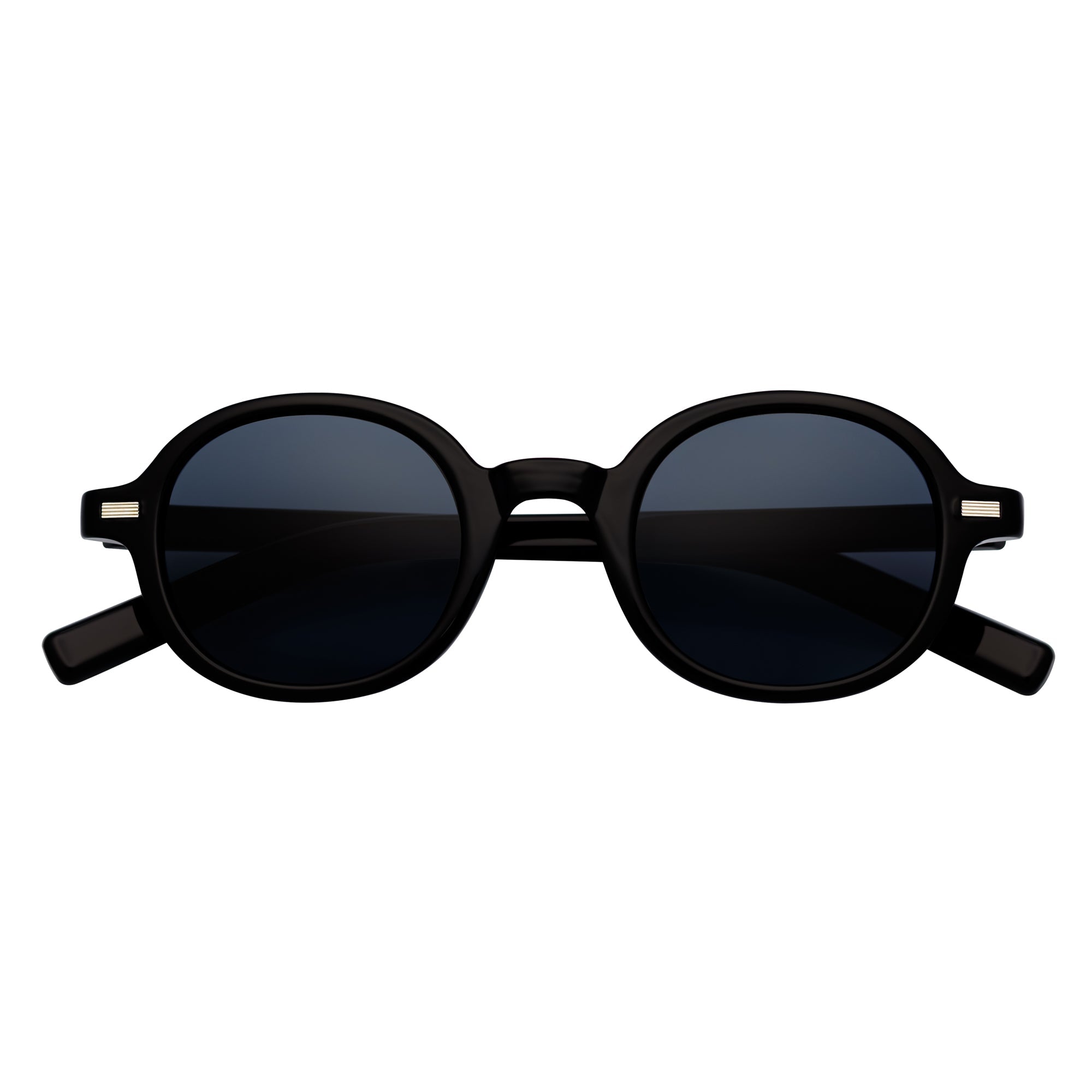 BARON - Small Round Sunglasses Black Smoke