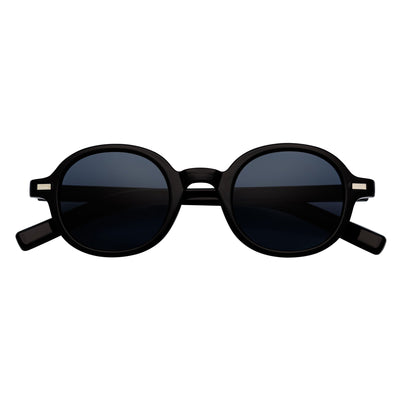 BARON - Small Round Sunglasses Black Smoke
