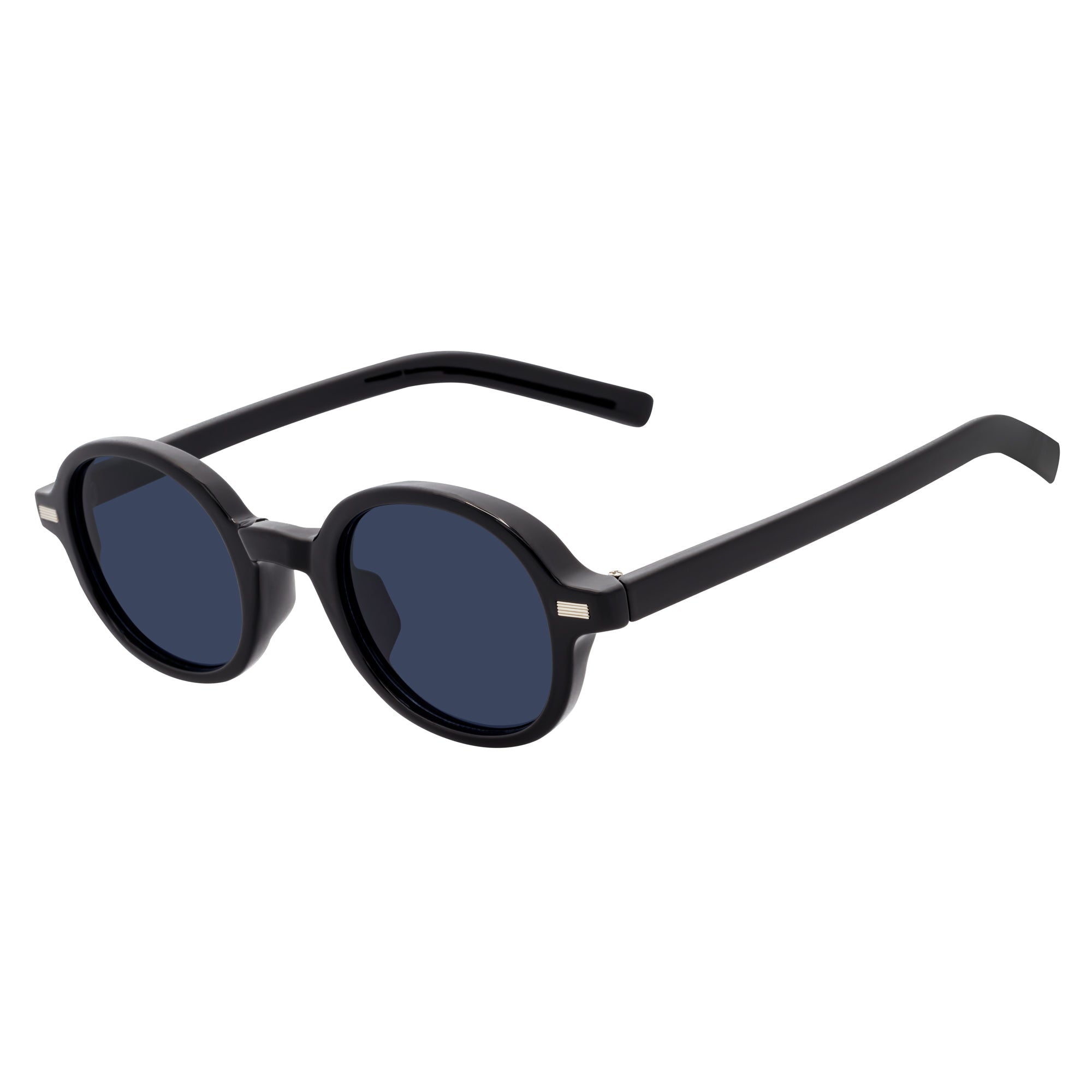 BARON - Small Round Sunglasses Black Smoke