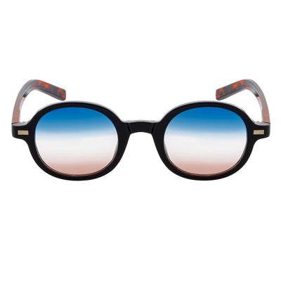 BARON - Small Round Sunglasses Tortoise Blue-Brown Fade