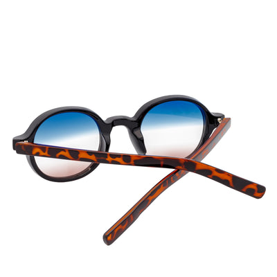 BARON - Small Round Sunglasses Tortoise Blue-Brown Fade