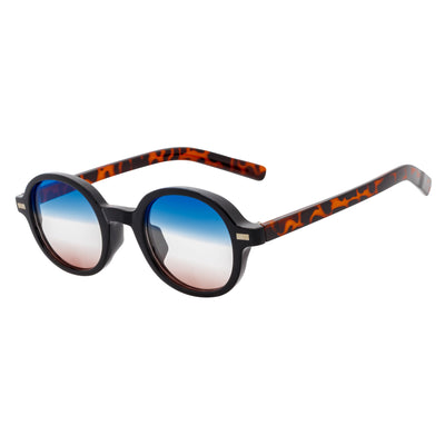 BARON - Small Round Sunglasses Tortoise Blue-Brown Fade