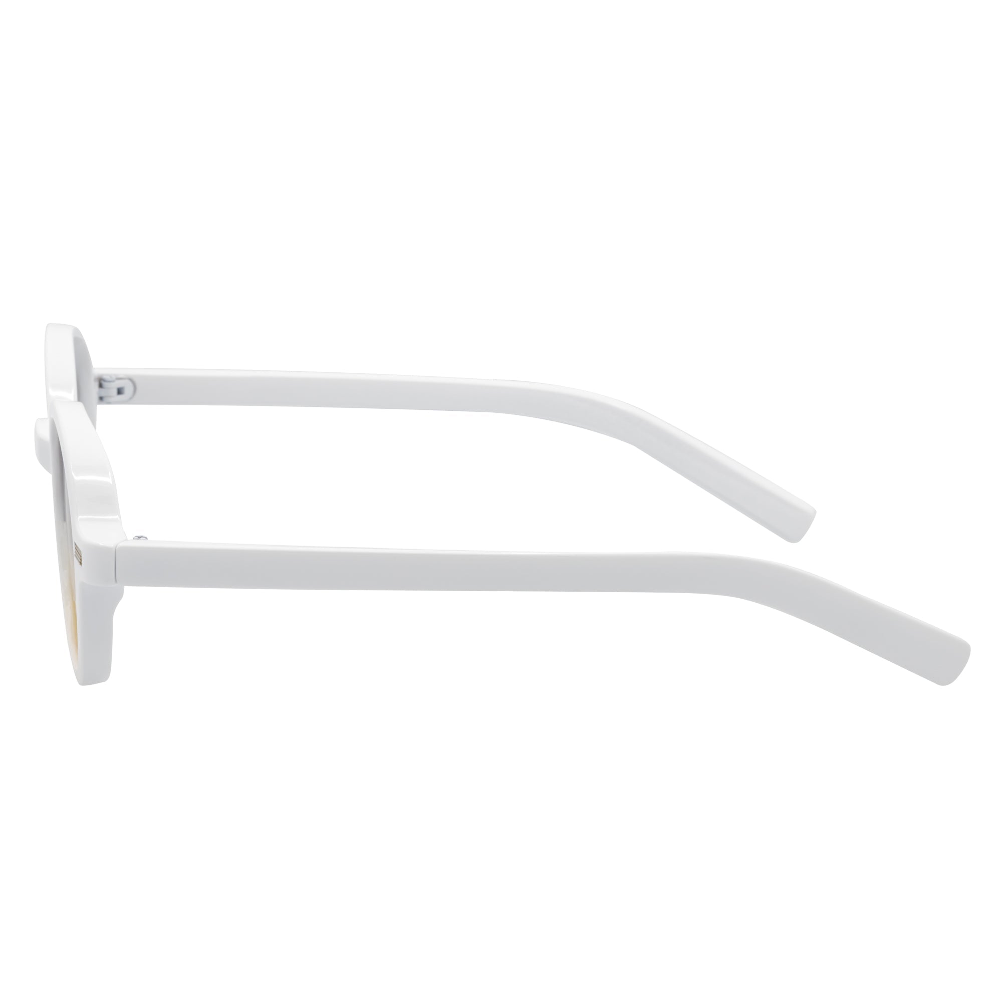 BARON - Small Round Sunglasses White Smoke-Amber Fade