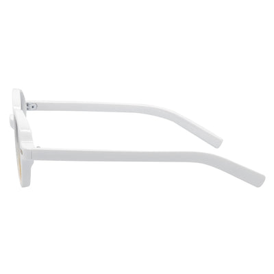 BARON - Small Round Sunglasses White Smoke-Amber Fade