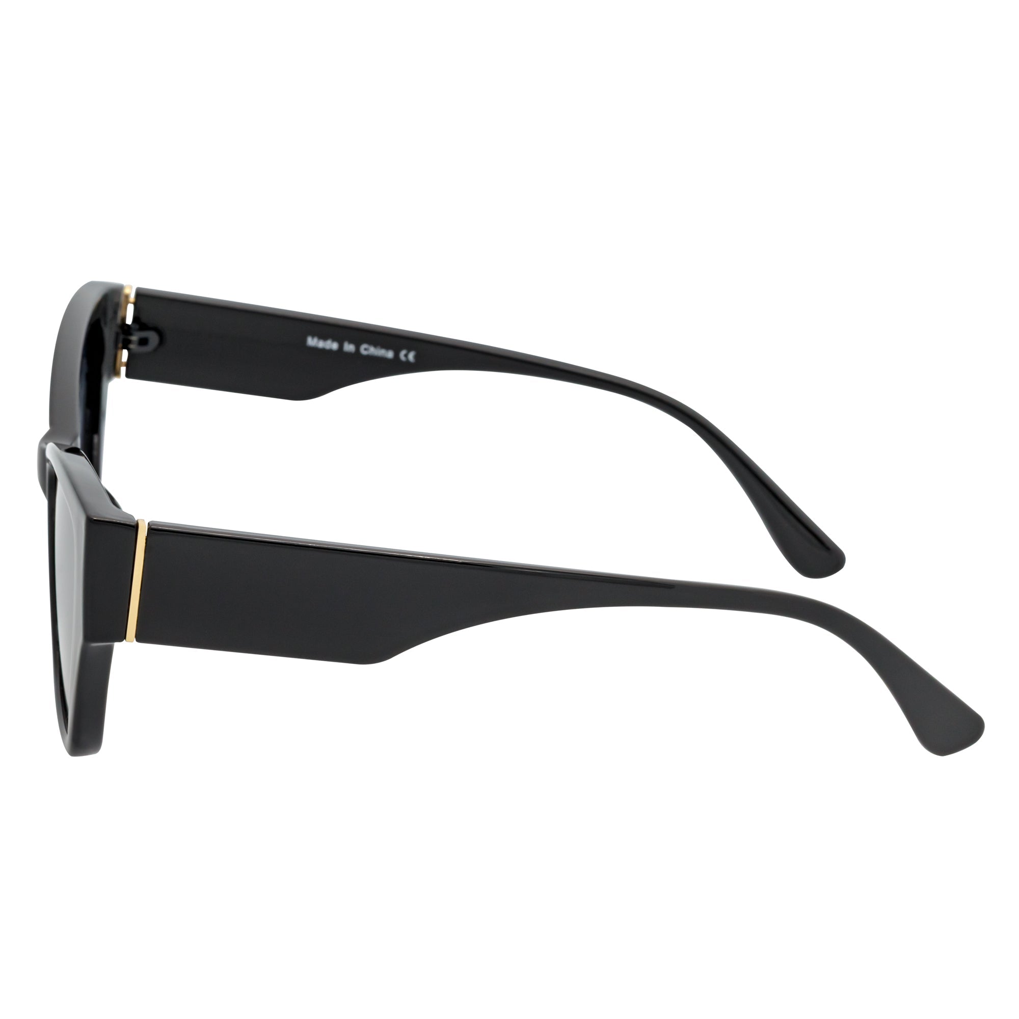 BIJOU - Modern Flat Temple Cat Eye Black Sunglasses Smoke Lens