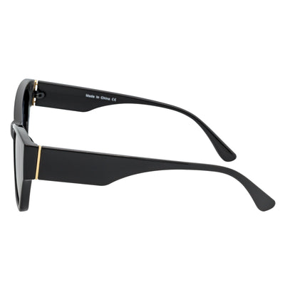 BIJOU - Modern Flat Temple Cat Eye Black Sunglasses Smoke Lens